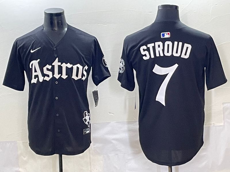Men 2025 Houston Astros #7 Stroud Black Five generations Joint Name Nike MLB Jersey style 1